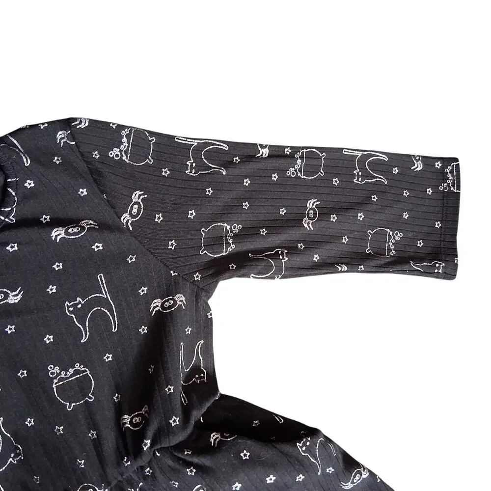 Halloween Print Black Size 10 Girls Dress Black Cat Cauldron Spiders Spooky